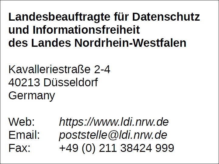 Privacy Contact LDI NRW
